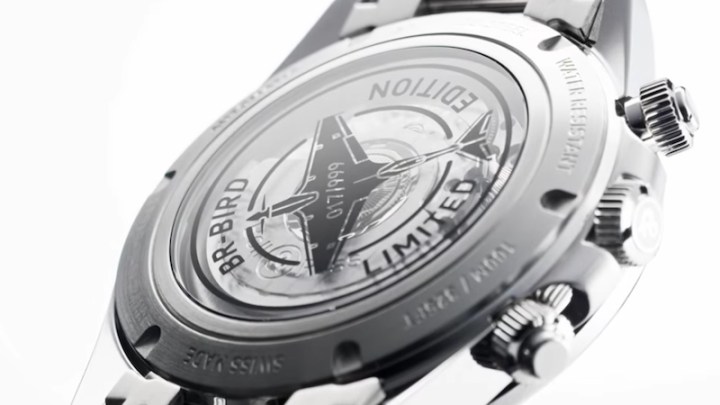 The back of the Bell & Ross V2-94 Racing Bird watch