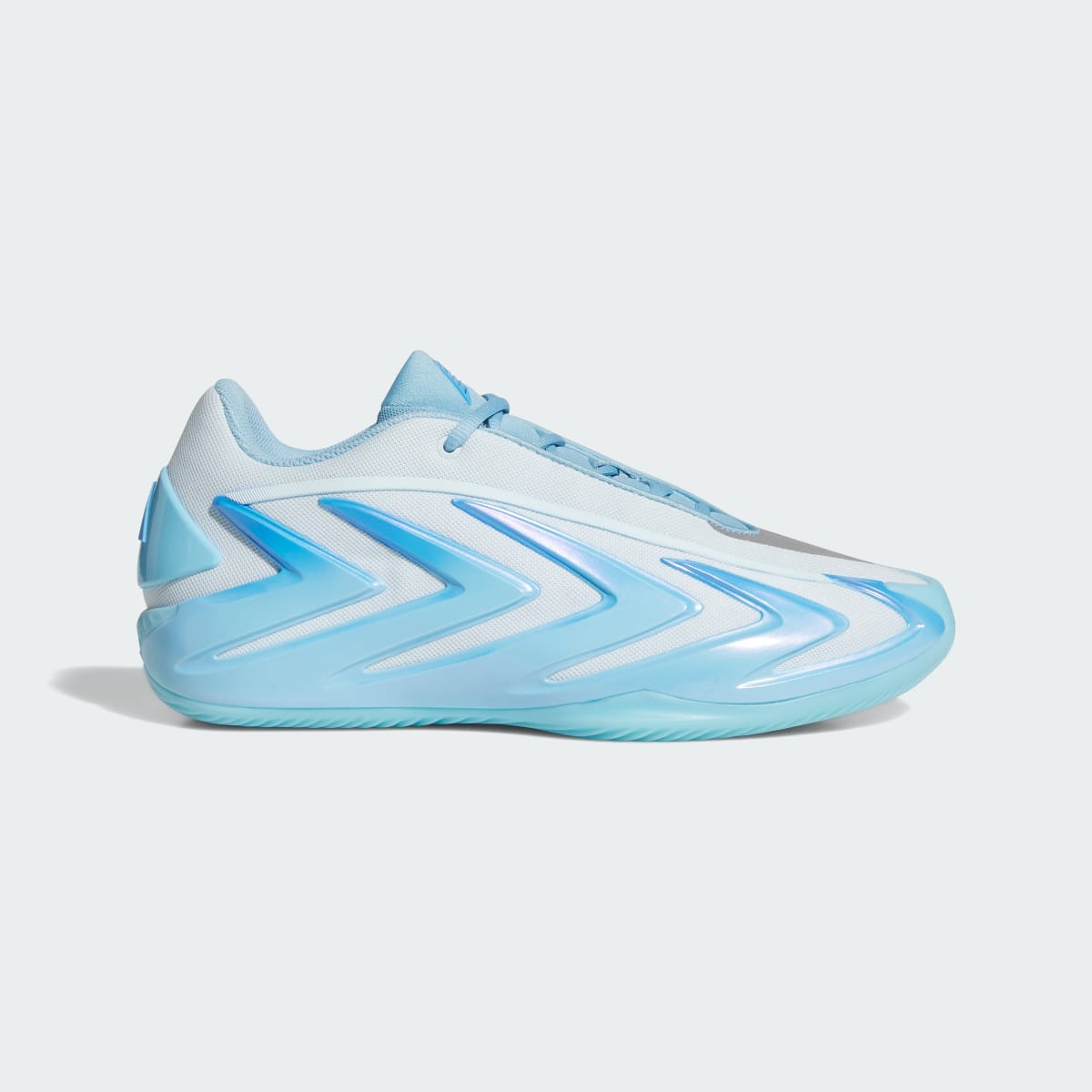 Blue Adidas Anthony Edwards 3 men’s basketball shoe shown from the side